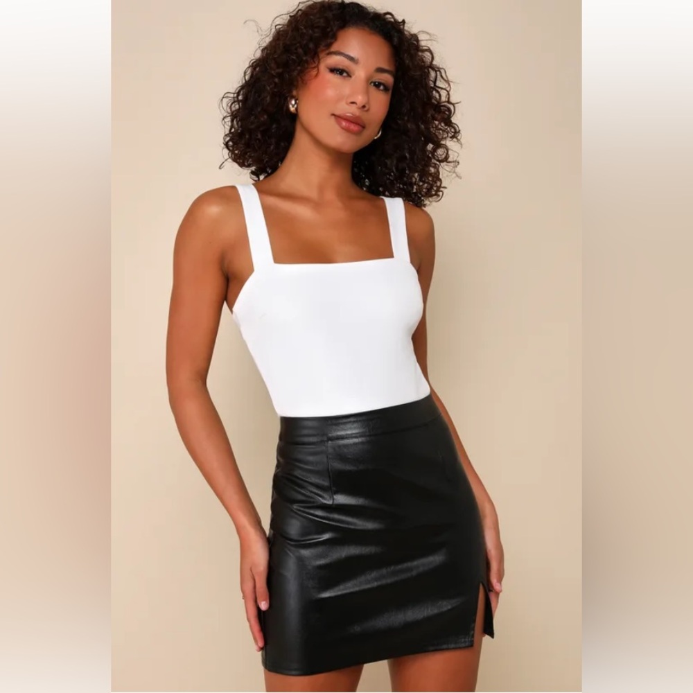 Lulus Vegan Leather Corte Mini Skirt with Slit